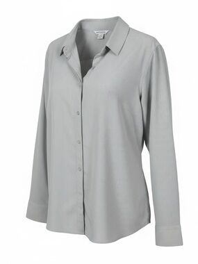 Athleta Light Gray Pinstripe Button-Up Shirt